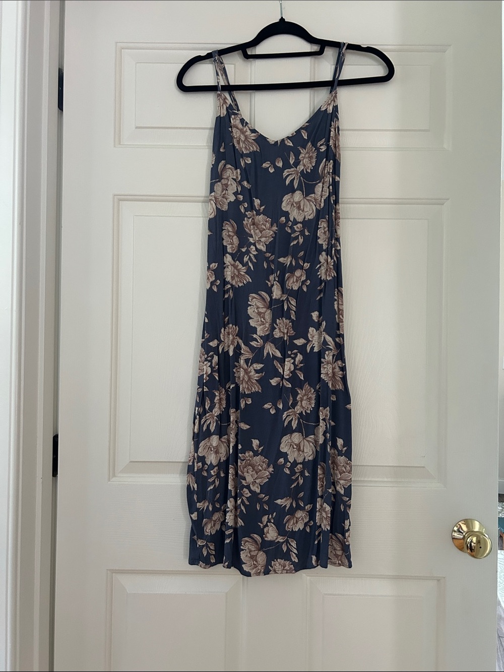 Floral Slip Dress in Slate Blue